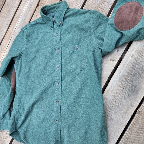 J. Crew Men's M flannel with leather elbow pads - Picture 3 of 5